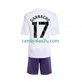 Camisolas de futebol Manchester United Alejandro Garnacho 17 Criança Equipamento Alternativa 2025/26 Manga Curta